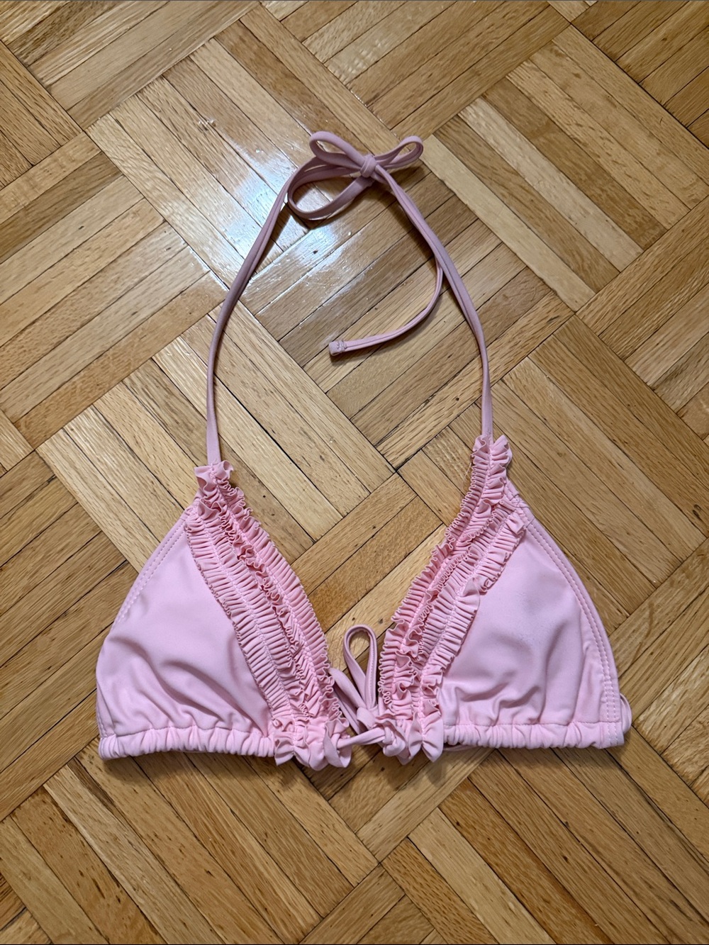 Light Pink Ruffle Triangle Bikini Top